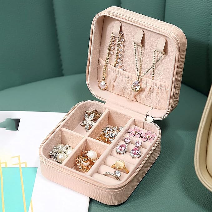 Leather Small Jewelry Box - Portable Jewelry Case For Ring, Pendant, Earring, Necklace, Bracelet
